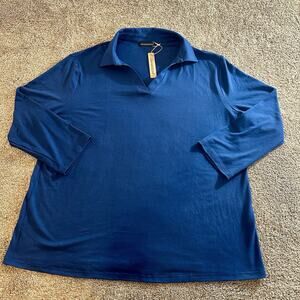NEW ORANDESIGNE Women's 3/4 Sleeve Shirts Navy Blue Tops Tunics Casual NWT XXL